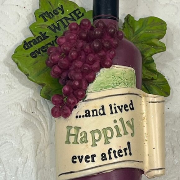 Red Wine Bottle Hanging Ornament Grapes "They drank wine everyday..." 4" Tall - Picture 8 of 9